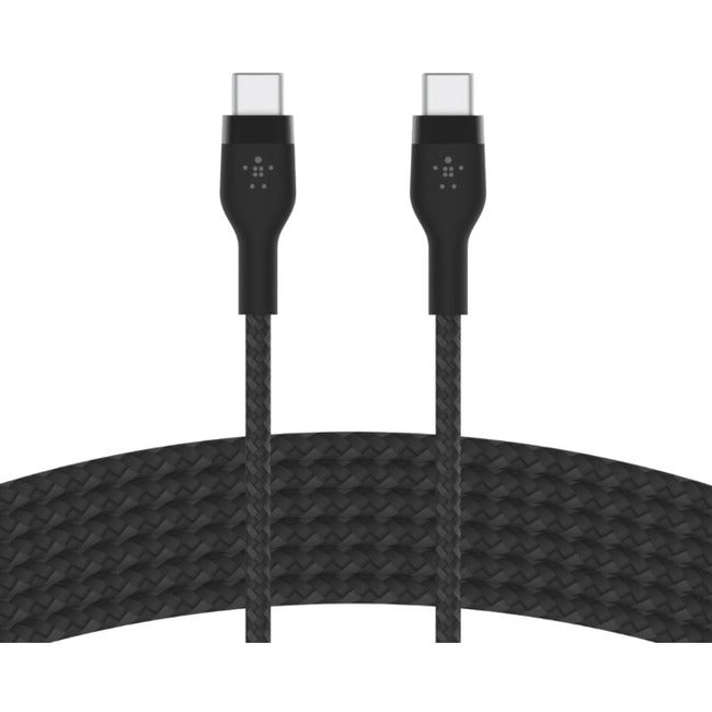 Belkin 60W USB-C to USB-C Cable - 480 Mbps - Silicone, Braided - M/M - 3m/9.9ft - Black - CAB011BT3MBK
