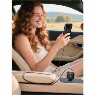 Belkin 75W Dual Port USB Car Charger - 1xUSB-A, 1xUSB-C w/ Retractable USB-C Cable - Black - CCC001fqBK