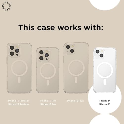 PopSockets iPhone 14 Case with MagSafe, Phone Case for iPhone 14, Grip Sold Separately, Wireless Charging Compatible - Black Translucent