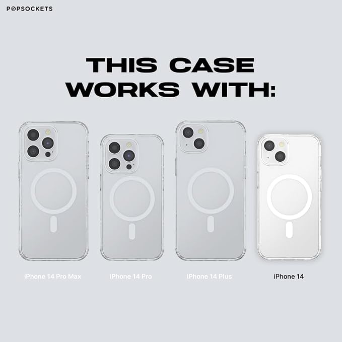 PopSockets iPhone 14 Phone Case with MagSafe, Wireless Charging Compatible, Bookish - Storied Shelves