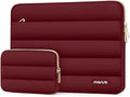 MOSISO 13.3 inch Laptop Case, 13-13.3 inch Puffy Laptop Sleeve Compatible with MacBook Air 13 13.6 M4 M3 M2 M1/Pro 13/Pro 14, HP Dell ASUS Lenovo,Polyester Horizontal Bag with Small Case, Red