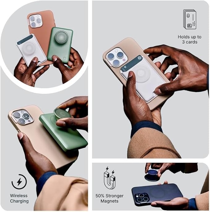 PopSockets iPhone 15 Pro Phone Case with MagSafe, Wireless Charging Compatible, Neutral - Amber