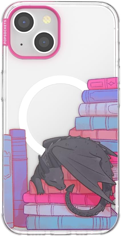 PopSockets iPhone 13 Phone Case with MagSafe- Curled Up & Cozy | Magnetic, Wireless Charging, Camera & Drop Protection, Dragon