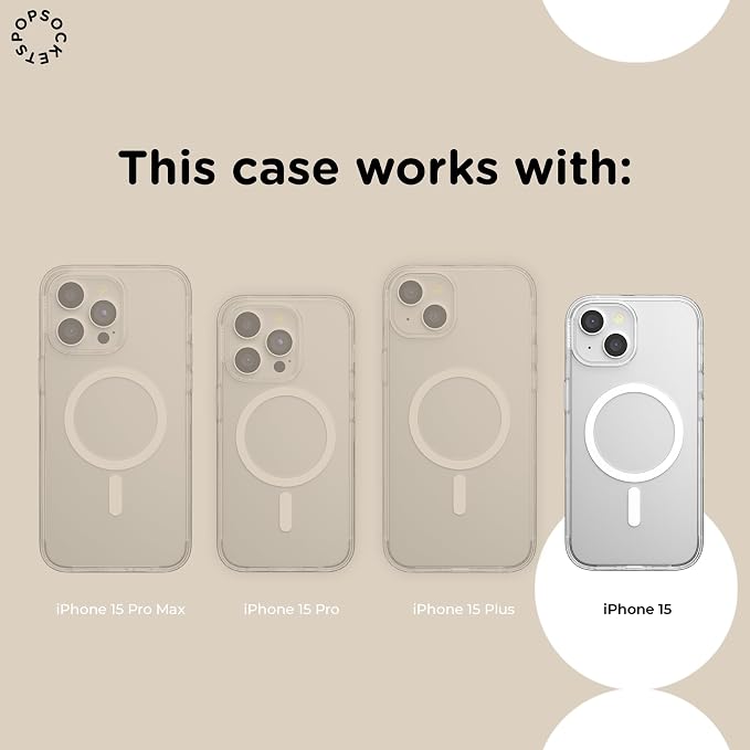 PopSockets iPhone 15 Phone Case with MagSafe, Wireless Charging Compatible, Green - Nightshade