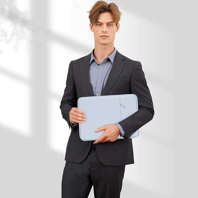 MOSISO Laptop Case 15 inch, 15 inch Laptop Sleeve Compatible with MacBook Air 15 M4 A3241 M3 A3114 M2 A2941 2025 2024 2023,Dell XPS 15,Polyester Vertical Computer Sleeve Bag with Pocket, Baby Blue