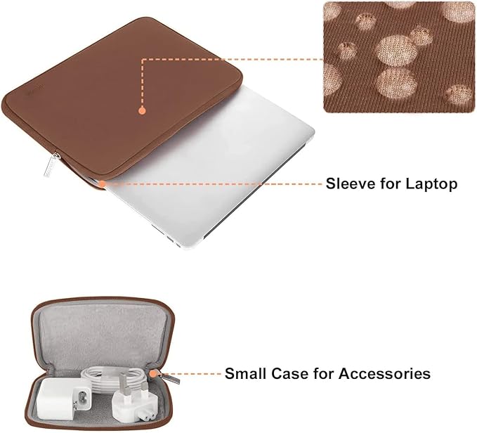 MOSISO Laptop Case 13 inch, 13 inch Laptop Sleeve Bag Compatible with MacBook Air 13 M4 M3 M2 M1 2025-2018 / Pro 13 M2 M1 2025-2016, Neoprene Computer Sleeve Bag with Small Case, Caramel Brown