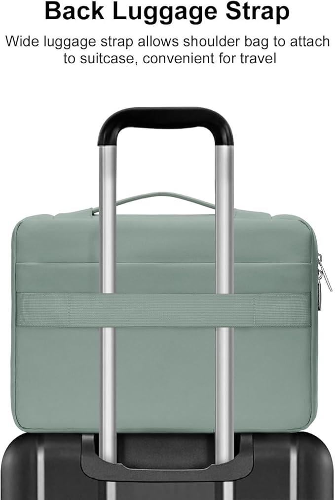 MOSISO 360 Protective Laptop Case 13.3 inch, 13-13.3 inch Laptop Sleeve Compatible with MacBook Air/Pro 13 / Pro 14, HP Dell ASUS Lenovo, Side Open Bag with 2 Raised&1 Flapover Pockets, Antique Green