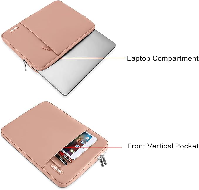 MOSISO Laptop Case 13 inch, 13 inch Laptop Sleeve Compatible with MacBook Air M4 M3 M2 M1 2025-2018 / Pro M2 M1 2025-2016, Polyester Vertical Computer Sleeve Bag with Pocket, Salmon Pink