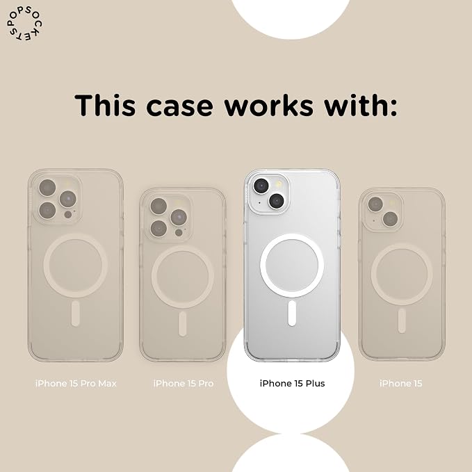 PopSockets iPhone 15 Plus Phone Case with MagSafe- Tiny Bows | Magnetic, Wireless Charging, Camera & Drop Protection, Bow, Phone, Women