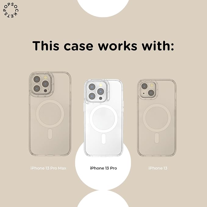 PopSockets iPhone 13 Pro Phone Case with MagSafe, Wireless Charging Compatible, Disney - Boho Wildflowers Blue