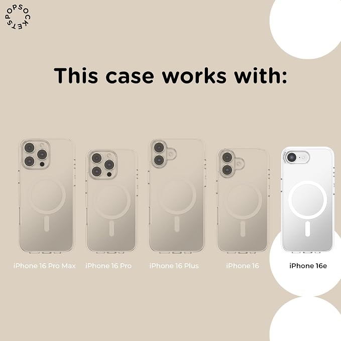 PopSockets iPhone 16E Case Compatible with MagSafe, Phone Case for iPhone 16E, Wireless Charging Compatible, Case Only - Red Shrooms