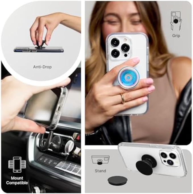 PopSockets iPhone 13 Phone Case with MagSafe, Wireless Charging Compatible, Bookish - Mirror Starfall
