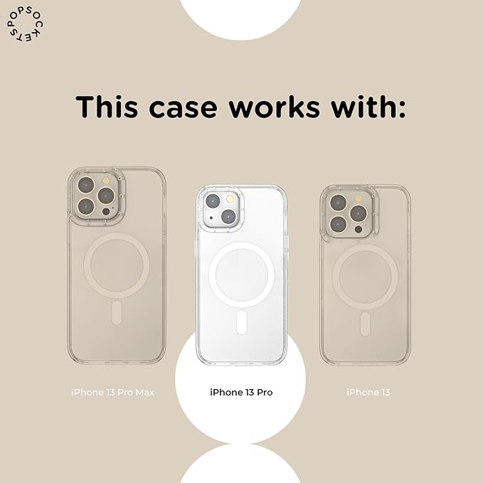 PopSockets iPhone 13 Pro Phone Case with MagSafe, Wireless Charging Compatible, Neutral - Amber