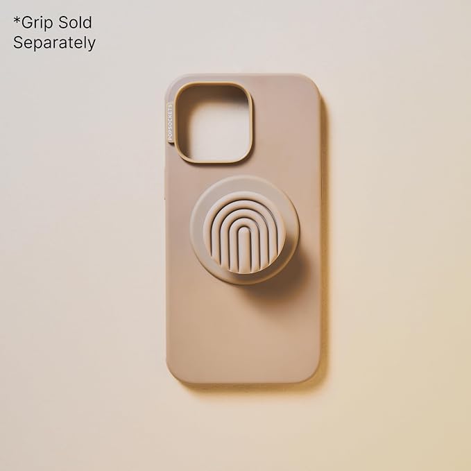 PopSockets iPhone 14 Pro Max Phone Case w/MagSafe- Latte | Magnetic, Wireless Charging, Camera & Drop Protection, Brown, Plain, Cream, Beige, Summer Spring