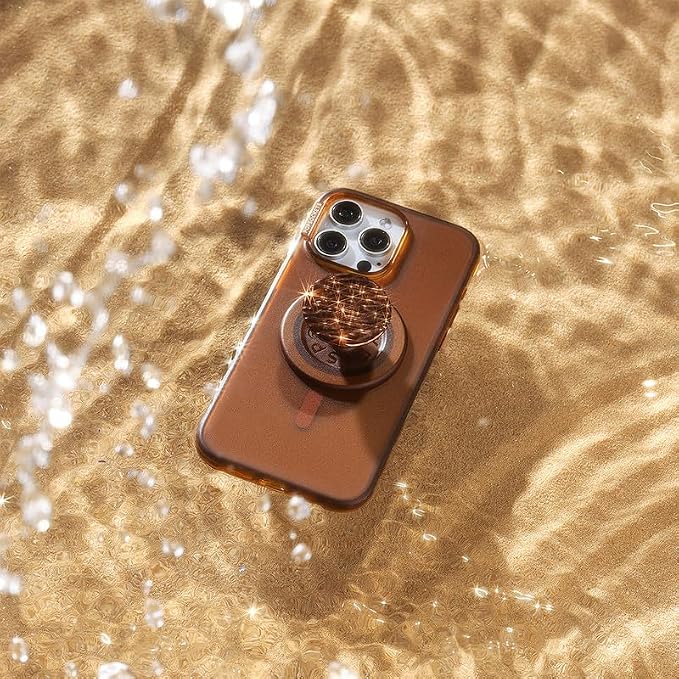 PopSockets iPhone 15 Phone Case with MagSafe, Wireless Charging Compatible, Neutral - Amber