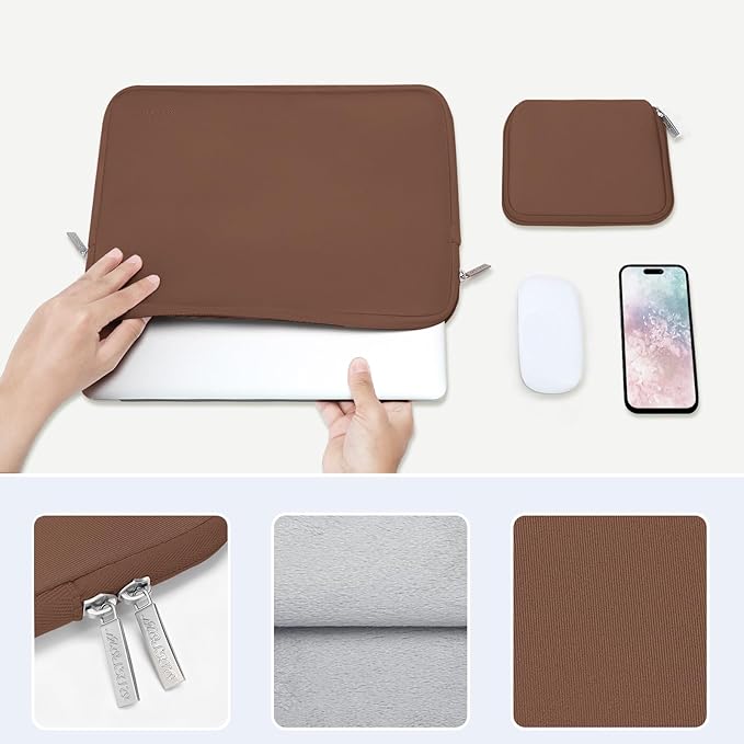 MOSISO Laptop Case 15 inch, 15 inch Laptop Sleeve Bag Compatible with MacBook Air 15 M4 A3241 M3 A3114 M2 A2941 2025 2024 2023, Dell XPS 15, Neoprene Computer Sleeve Bag with Small Case, Caramel Brown
