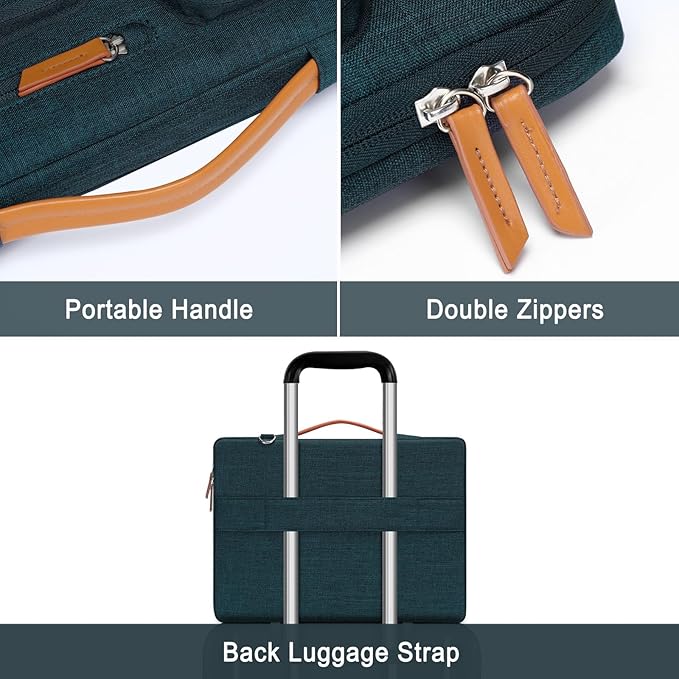 MOSISO 360 Protective Laptop Shoulder Bag,17-17.3 inch Computer Bag Compatible with MacBook, HP, Dell, Lenovo, Asus Notebook,Side Open Messenger Bag with 4 Zipper Pockets&Handle, Teal Green