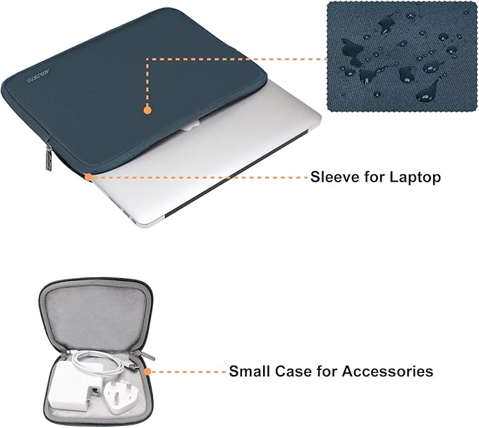 MOSISO Laptop Case 13 inch, 13 inch Laptop Sleeve Bag Compatible with MacBook Air 13 M4 M3 M2 M1 2025-2018 / Pro 13 M2 M1 2025-2016, Neoprene Computer Sleeve Bag with Small Case, Haze Blue