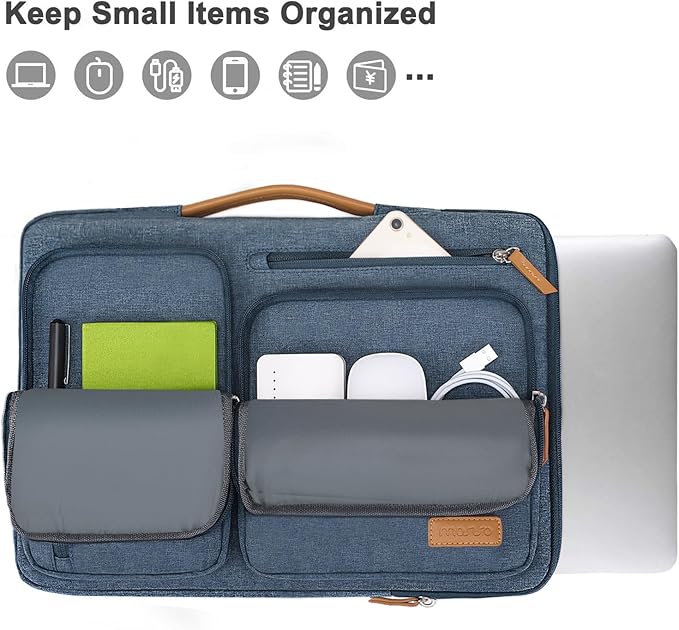 MOSISO 360 Protective Laptop Case 13.3 inch, 13-13.3 inch Laptop Sleeve Compatible with MacBook Air/Pro 13 / Pro 14,HP Dell Acer ASUS,Side Open Carrying Case with 4 Zipper Pockets&Handle, Haze Blue