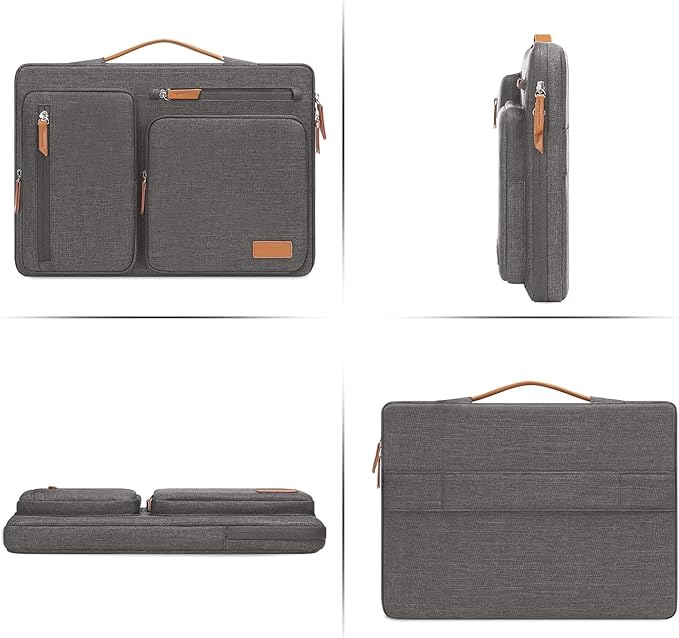 MOSISO 360 Protective Laptop Case 15 inch, 15 inch Laptop Sleeve Compatible with MacBook Air M4 M3 M2 2025 2024 2023, Dell XPS Plus, Side Open Carrying Case with 4 Zipper Pockets&Handle, Taupe Gray