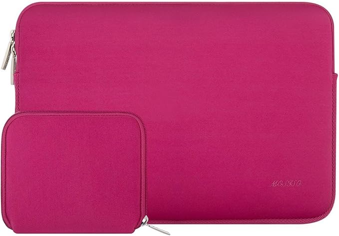 MOSISO Laptop Case 13.3 inch, 13-13.3 inch Laptop Sleeve Bag Compatible with MacBook Air/Pro 13/Pro 14 M5 M4 M3 M2 M1, HP Dell ASUS Lenovo, Neoprene Computer Sleeve Bag with Small Case, Rose Red