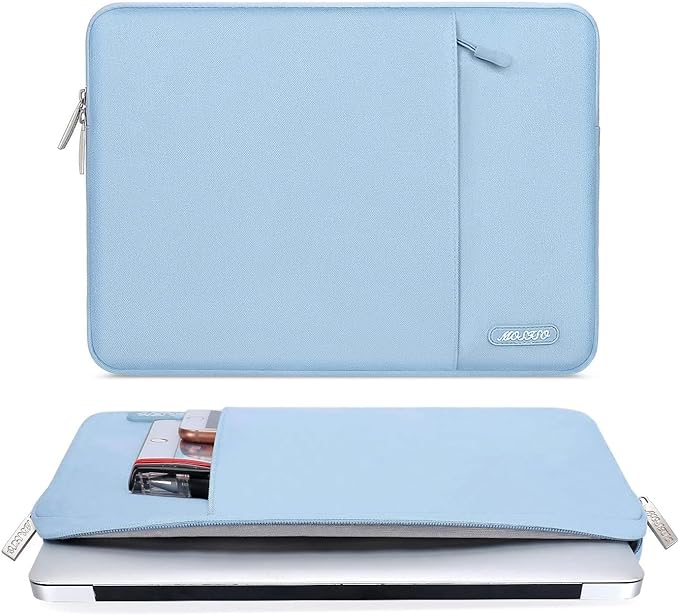 MOSISO Laptop Case 15 inch, 15 inch Laptop Sleeve Compatible with MacBook Air 15 M4 A3241 M3 A3114 M2 A2941 2025 2024 2023,Dell XPS 15,Polyester Vertical Computer Sleeve Bag with Pocket, Air Blue
