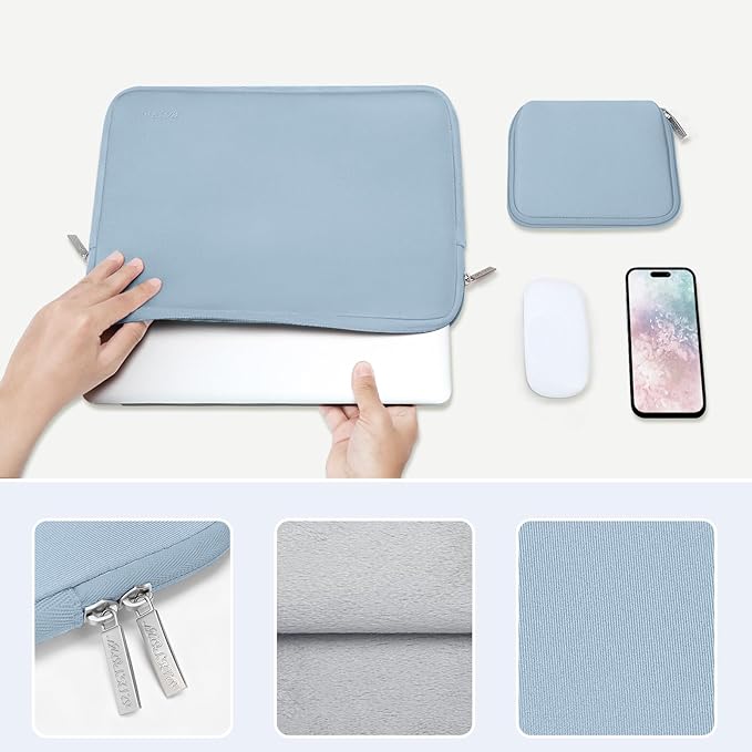 MOSISO Laptop Case 13 inch, 13 inch Laptop Sleeve Bag Compatible with MacBook Air 13 M4 M3 M2 M1 2025-2018 / Pro 13 M2 M1 2025-2016, Neoprene Computer Sleeve Bag with Small Case, Airy Blue