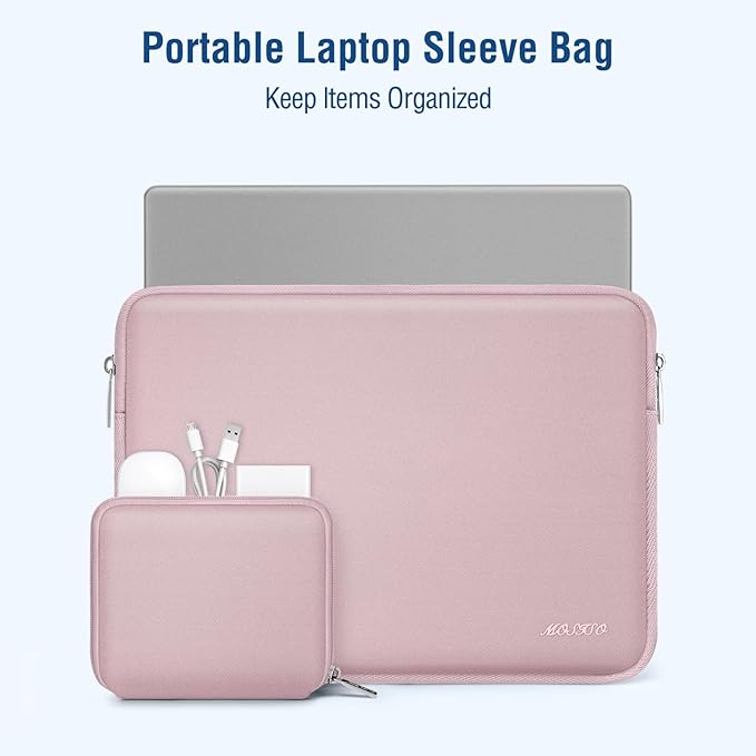 MOSISO Laptop Case 13 inch, 13 inch Laptop Sleeve Bag Compatible with MacBook Air 13 M4 M3 M2 M1 2025-2018 / Pro 13 M2 M1 2025-2016, Neoprene Computer Sleeve Bag with Small Case, Baby Pink