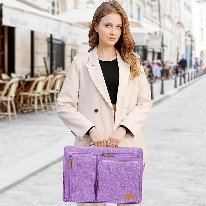 MOSISO 360 Protective Laptop Case 13.3 inch, 13-13.3 inch Laptop Sleeve Compatible with MacBook Air/Pro 13 / Pro 14,HP Dell Acer ASUS,Side Open Carrying Case with 4 Zipper Pockets&Handle, Lilac