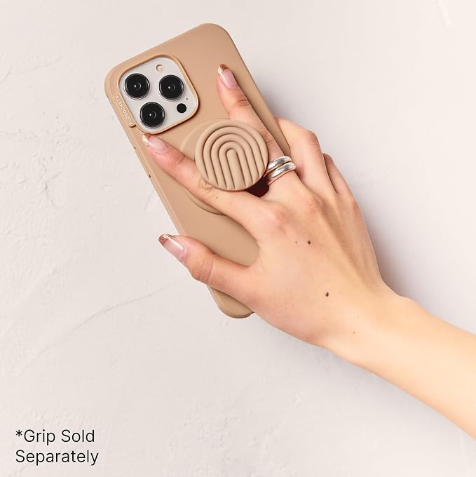 PopSockets iPhone 14 Pro Phone Case with MagSafe- Latte | Magnetic, Wireless Charging, Camera & Drop Protection, Western, Boho, Aesthetic, Phone, Women