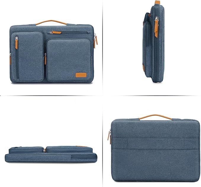 MOSISO 360 Protective Laptop Case 15 inch, 15 inch Laptop Sleeve Compatible with MacBook Air M4 M3 M2 2025 2024 2023, Dell XPS Plus, Side Open Carrying Case with 4 Zipper Pockets&Handle, Haze Blue