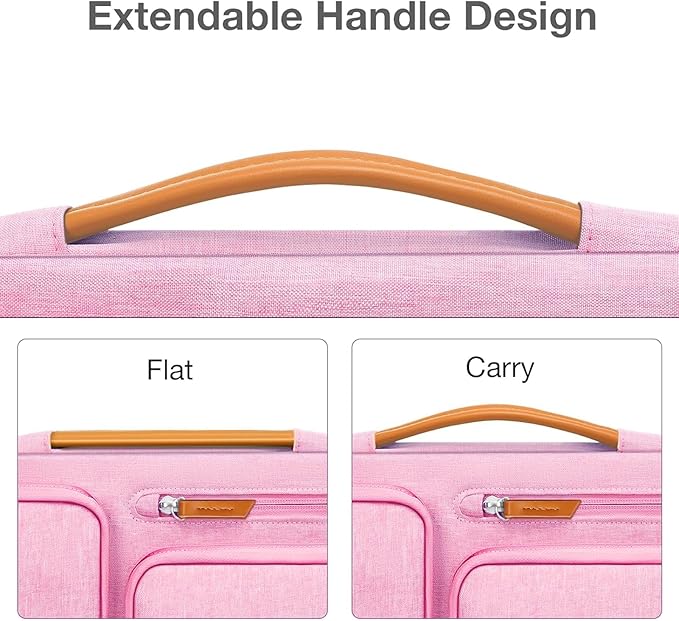 MOSISO 360 Protective Laptop Case 13.3 inch, 13-13.3 inch Laptop Sleeve Compatible with MacBook Air/Pro 13 / Pro 14,HP Dell Acer ASUS,Side Open Carrying Case with 4 Zipper Pockets&Handle, Pink