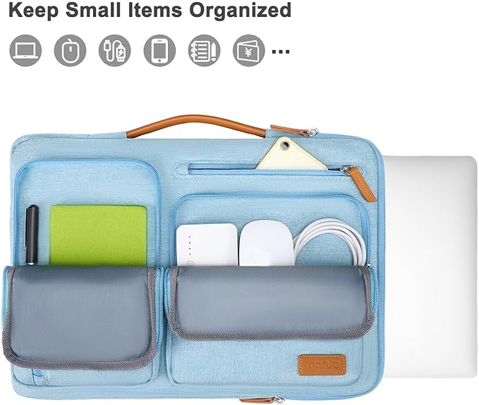 MOSISO 360 Protective Laptop Case 13.3 inch, 13-13.3 inch Laptop Sleeve Compatible with MacBook Air/Pro 13 / Pro 14,HP Dell Acer ASUS,Side Open Carrying Case with 4 Zipper Pockets&Handle, Air Blue