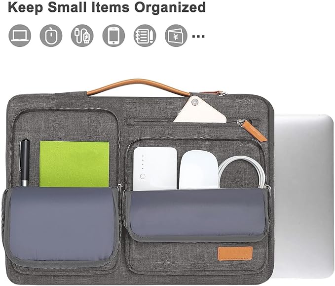 MOSISO 360 Protective Laptop Case 15 inch, 15 inch Laptop Sleeve Compatible with MacBook Air M4 M3 M2 2025 2024 2023, Dell XPS Plus, Side Open Carrying Case with 4 Zipper Pockets&Handle, Taupe Gray