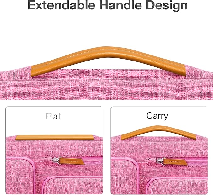 MOSISO 360 Protective Laptop Case 15 inch, 15 inch Laptop Sleeve Compatible with MacBook Air M4 M3 M2 2025 2024 2023, Dell XPS Plus, Side Open Carrying Case with 4 Zipper Pockets&Handle, Rose Red