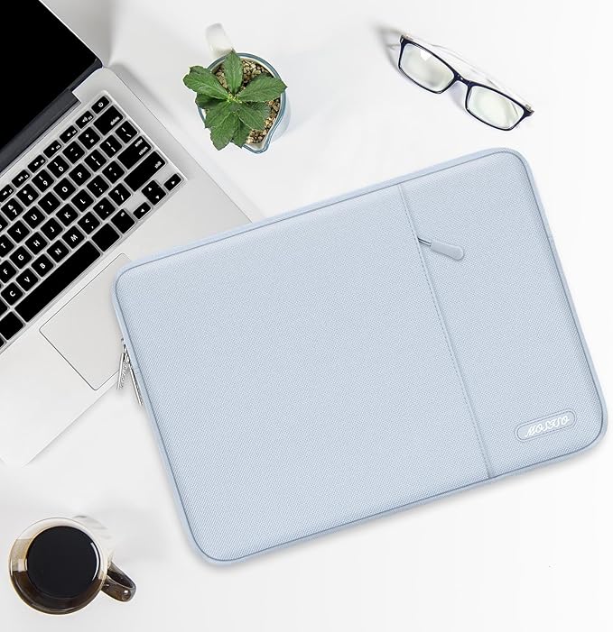 MOSISO Laptop Case 13 inch, 13 inch Laptop Sleeve Compatible with MacBook Air M4 M3 M2 M1 2025-2018 / Pro M2 M1 2025-2016, Polyester Vertical Computer Sleeve Bag with Pocket, Baby Blue