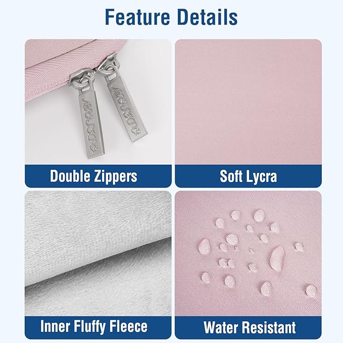 MOSISO Laptop Case 15 inch, 15 inch Laptop Sleeve Bag Compatible with MacBook Air 15 M4 A3241 M3 A3114 M2 A2941 2025 2024 2023, Dell XPS 15, Neoprene Computer Sleeve Bag with Small Case, Baby Pink