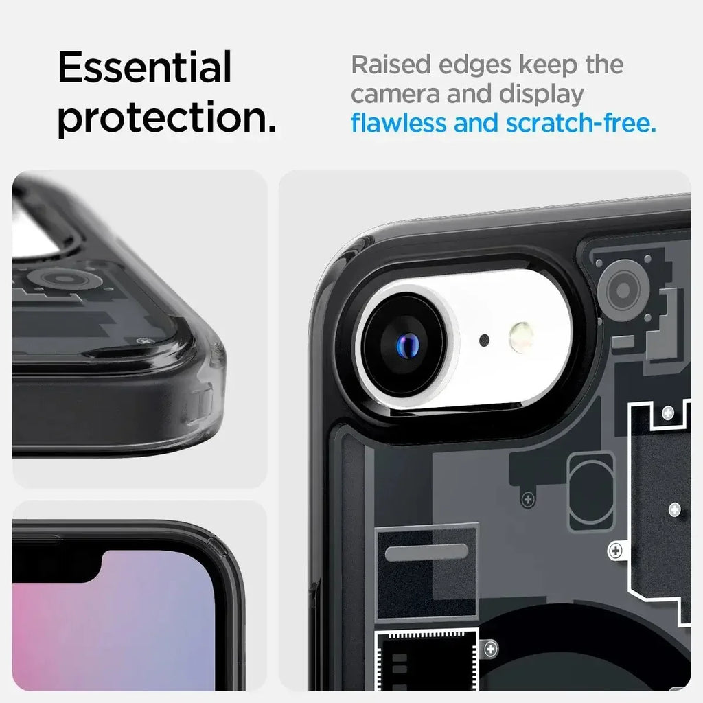 Spigen Ultra Hybrid MagFit Zero One MagSafe Case for iPhone 16e (2025) – Futuristic Transparent Tech Design
