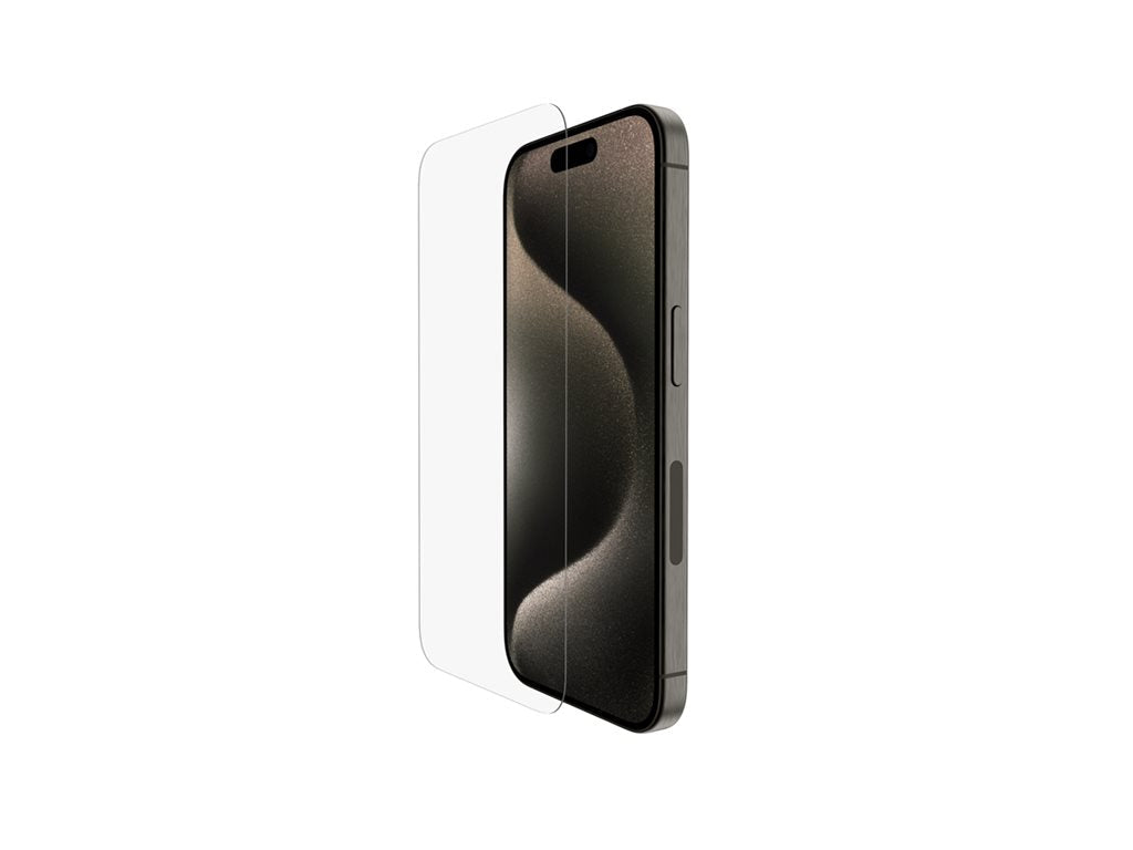 Belkin ScreenForce UltraGlass 2 - Screen protector for cellular phone - 9H, treated - glass - for Apple iPhone 15 Pro OVA133ZZ