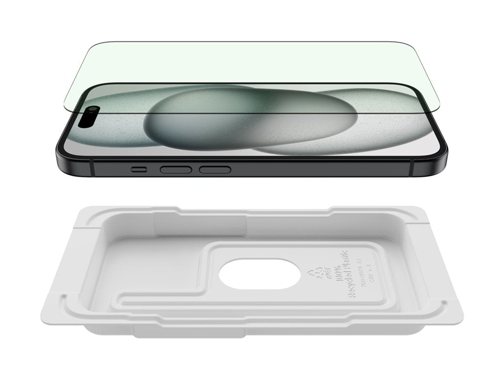 Belkin ScreenForce UltraGlass 2 - Screen protector for cellular phone - blue light filter - glass - for Apple iPhone 15 Pro OVA139ZZ
