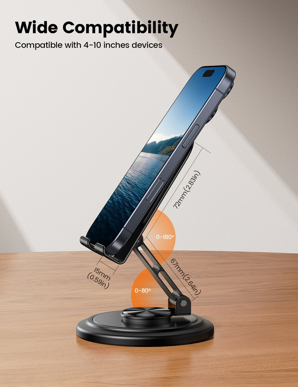 Lamicall 360° Rotation Sturdy Adjustable Desktop Phone Holder Foldable Mobile Stand