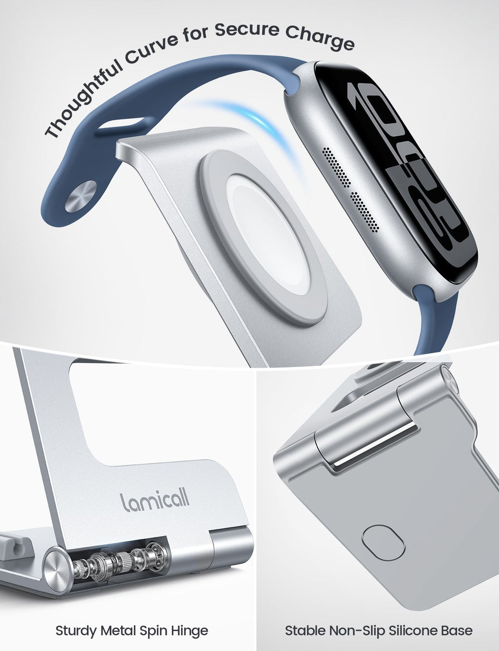 Foldable Aluminum Foldable Apple Watch Stand for Charger