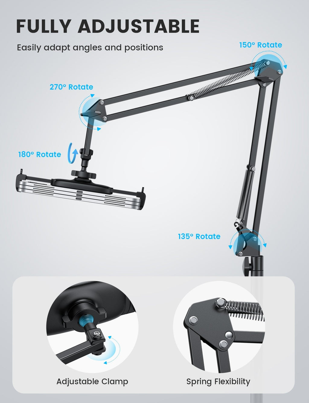 Lamicall Tablet Floor Stand Flexible Arm Holder Multi Angle
