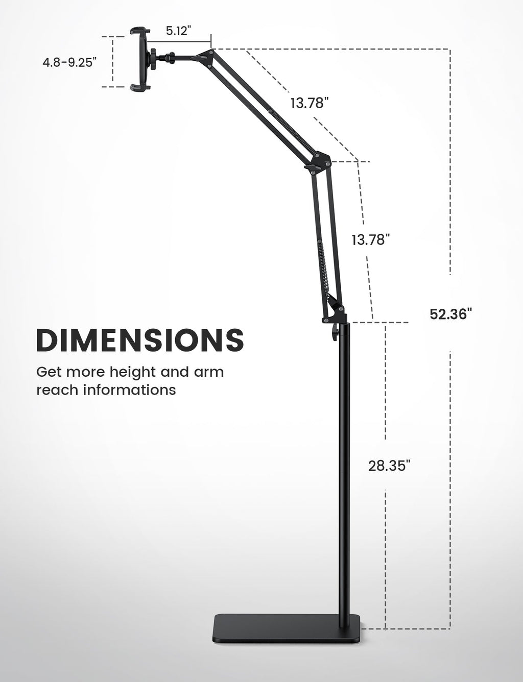 Lamicall Tablet Floor Stand Flexible Arm Holder Multi Angle