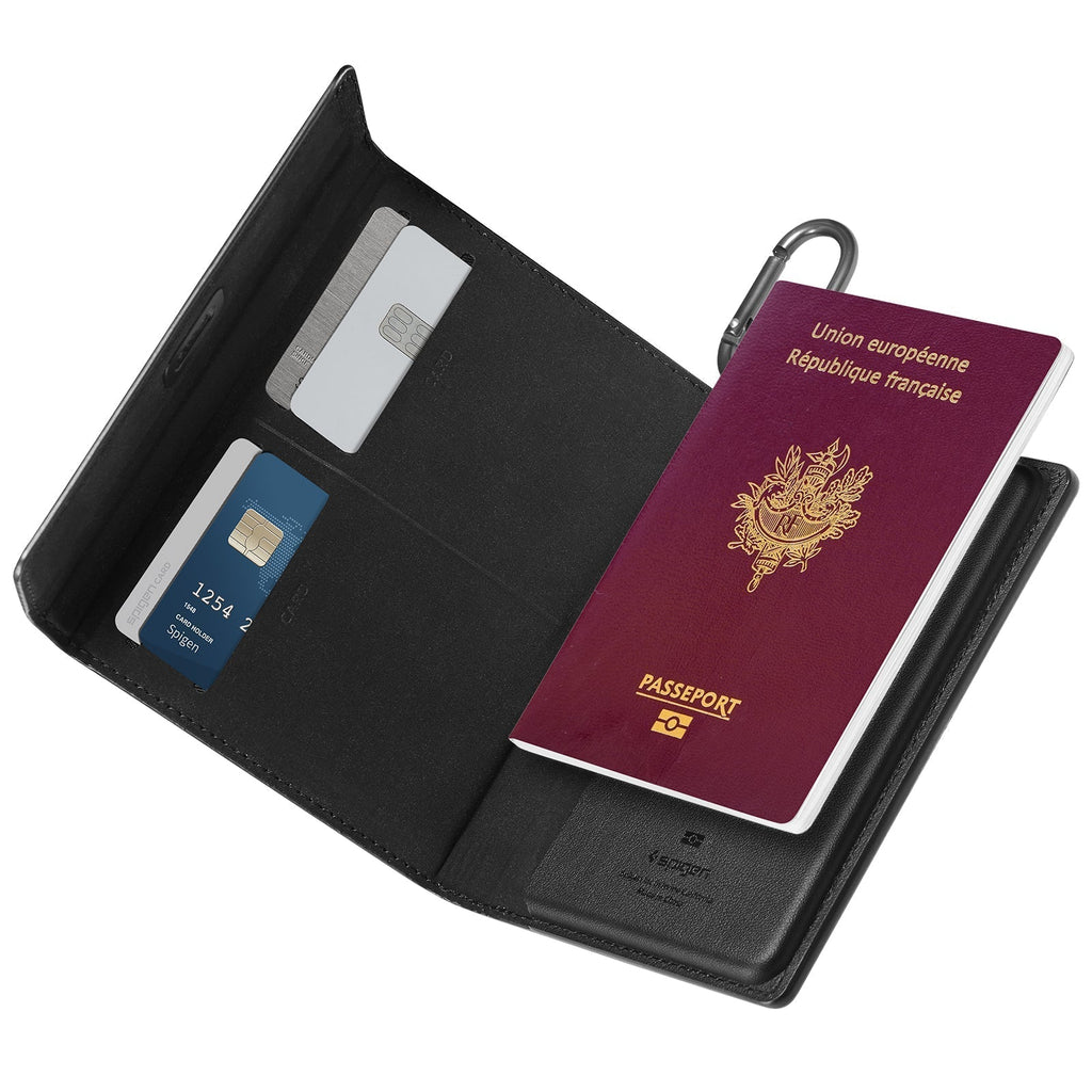Spigen Passport Holder Case – RFID Blocking Travel Wallet with Card Slots & SIM Storage